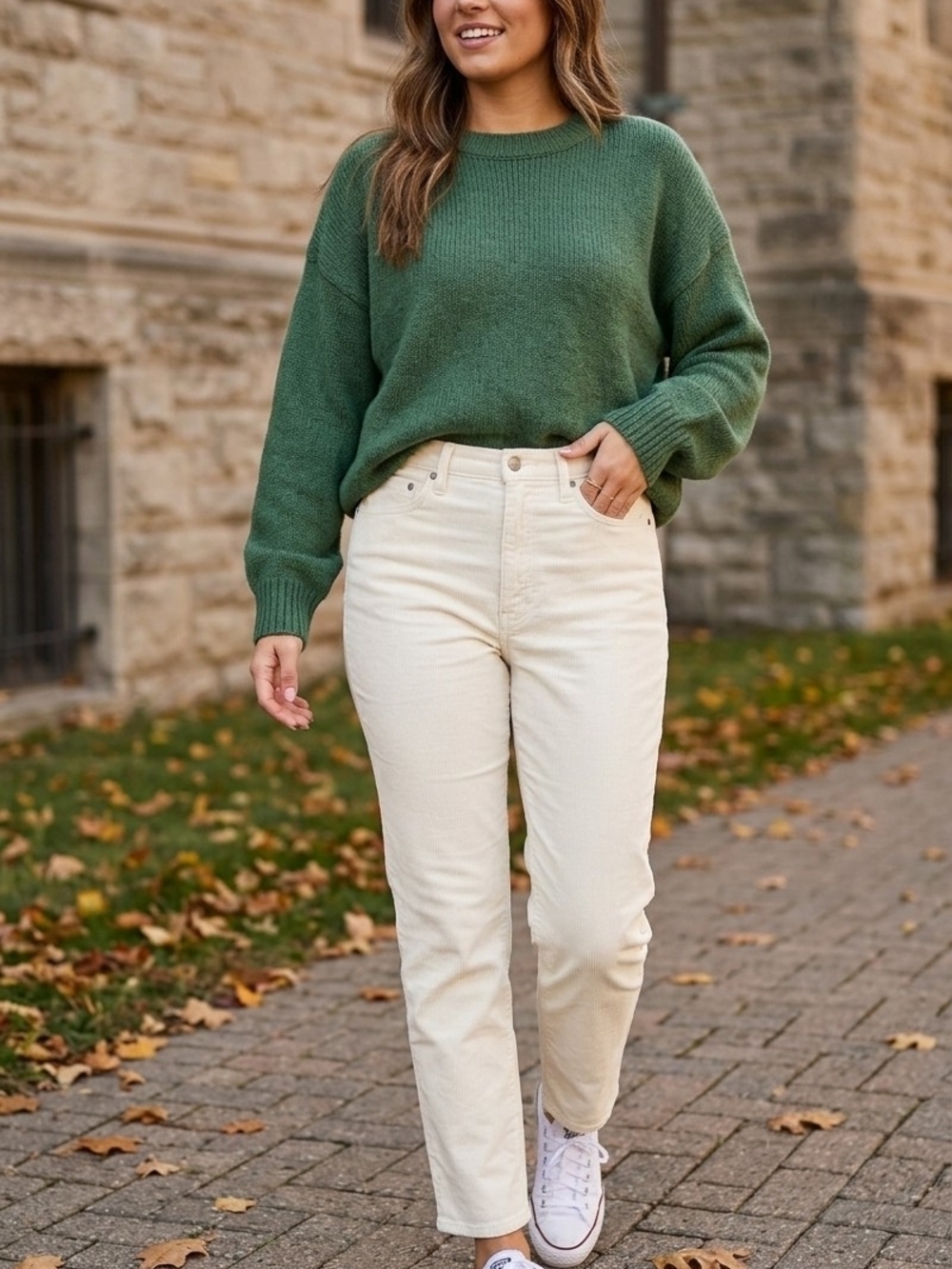 NWT Gap High Rise Cigarette Corduroy Pants - Cream